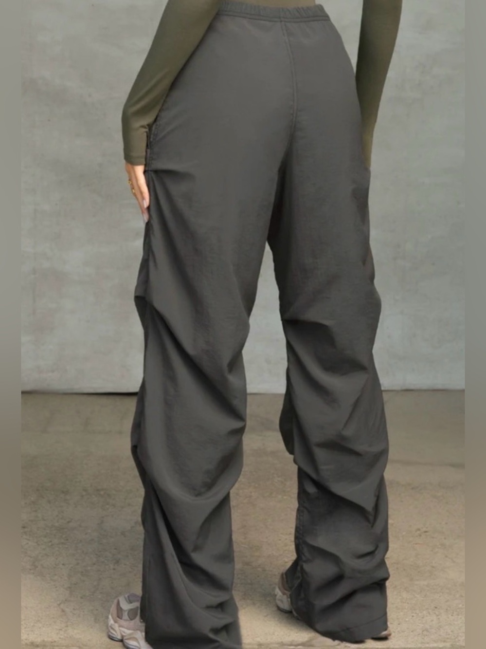 JOAH BROWN Ruched Track Hiking Pant Cargo Nylon JET Grey (FIT102) XS - Picture 3 of 11